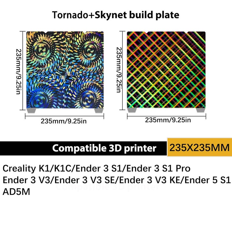 Wefuit Rotating Wheel+Skynet Build Plate for Creality K1/K1C/Ender 3 S1/Pro/Ender 5 S1/Ender 3 V3 KE/SE, Flexible Smooth Spring Steel Sheet No Magnetic Surface Plate 235x235mm. - Image 3